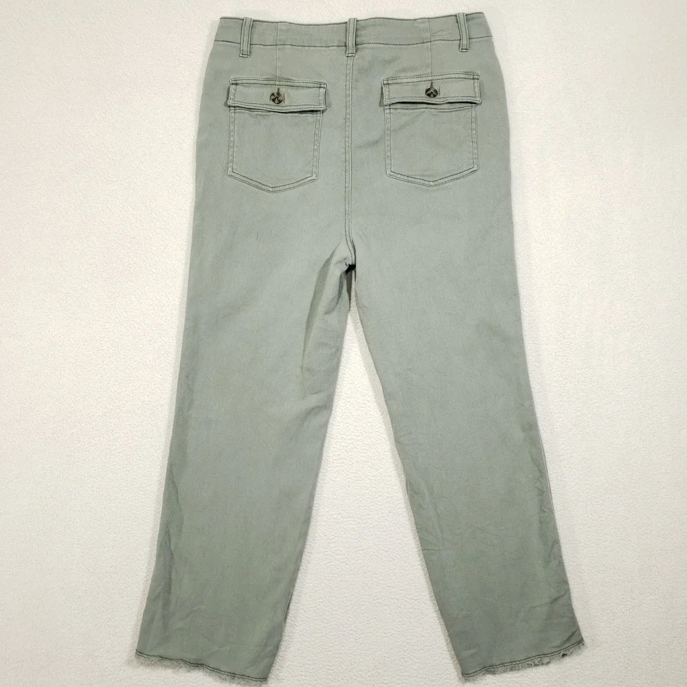 Faherty Utility Crop Pants Womens 30 Sage Green Organic Cotton Raw Hem Casual